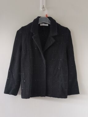 Amina Runinacci Cashmere Blend Textured Blazer with payette Jacket Size 40